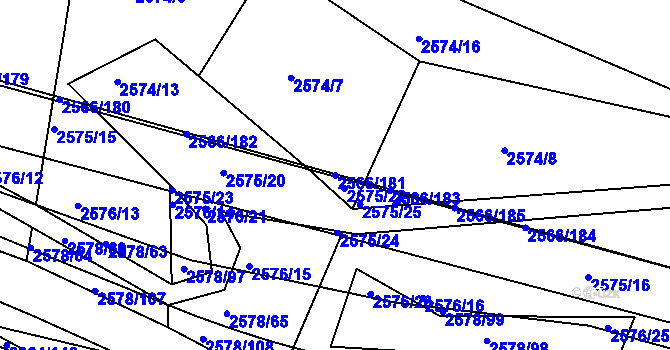 Parcela st. 2566/181 v KÚ Jemnice, Katastrální mapa