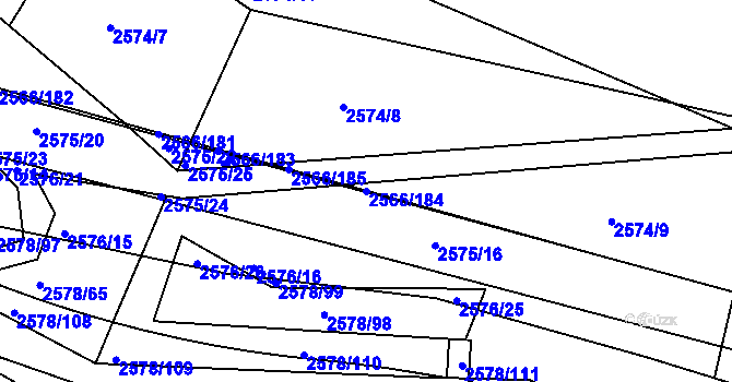 Parcela st. 2566/184 v KÚ Jemnice, Katastrální mapa