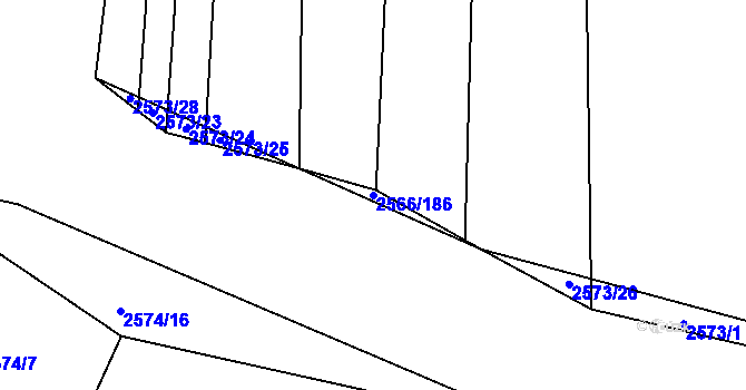 Parcela st. 2566/186 v KÚ Jemnice, Katastrální mapa
