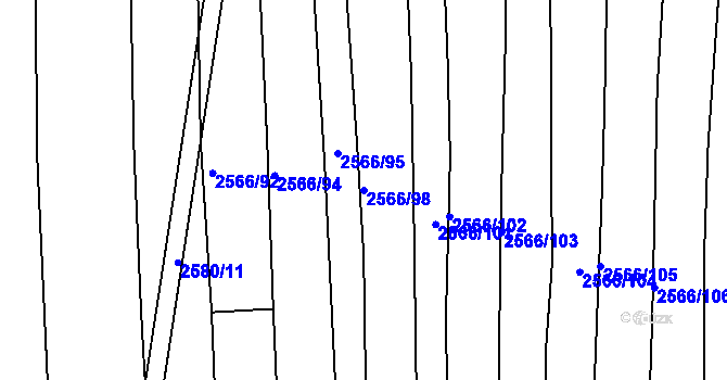 Parcela st. 2566/98 v KÚ Jemnice, Katastrální mapa