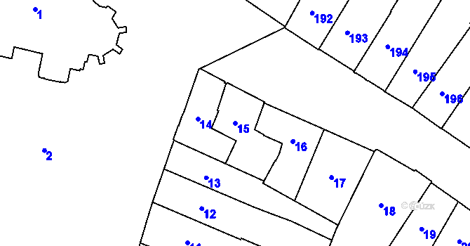 Parcela st. 15 v KÚ Jemnice, Katastrální mapa