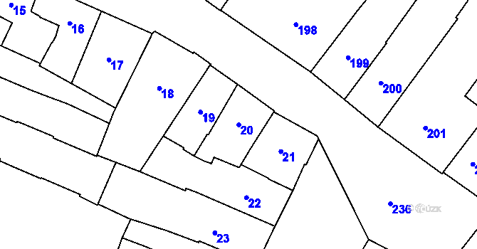 Parcela st. 20 v KÚ Jemnice, Katastrální mapa