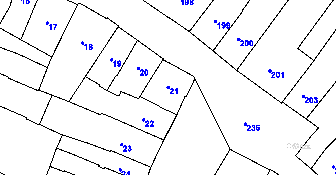 Parcela st. 21 v KÚ Jemnice, Katastrální mapa