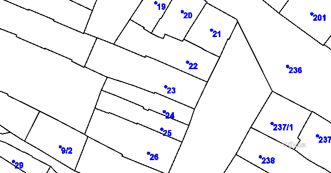 Parcela st. 23 v KÚ Jemnice, Katastrální mapa