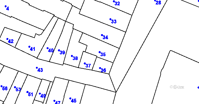 Parcela st. 35 v KÚ Jemnice, Katastrální mapa