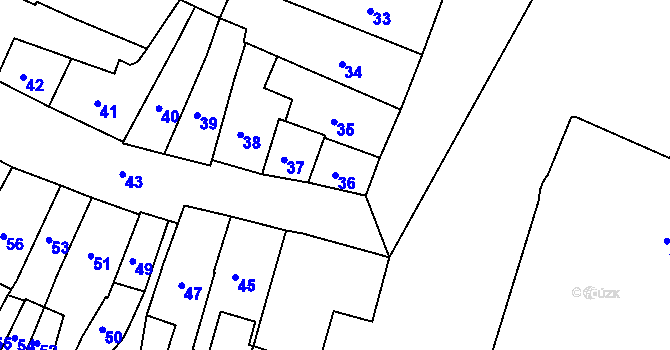 Parcela st. 36 v KÚ Jemnice, Katastrální mapa