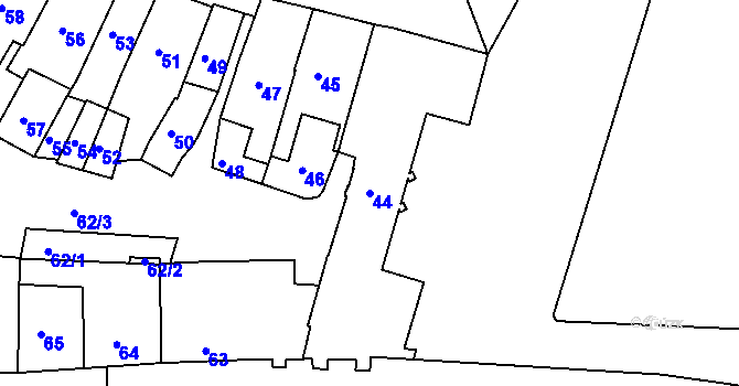 Parcela st. 44 v KÚ Jemnice, Katastrální mapa