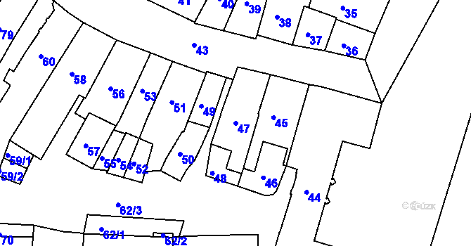 Parcela st. 47 v KÚ Jemnice, Katastrální mapa