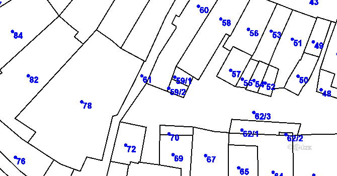 Parcela st. 59/2 v KÚ Jemnice, Katastrální mapa