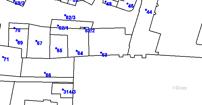 Parcela st. 63 v KÚ Jemnice, Katastrální mapa