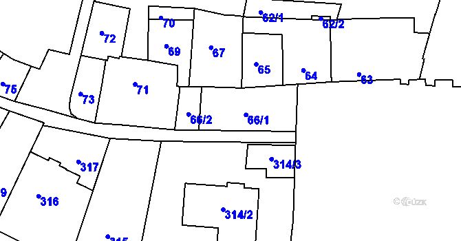 Parcela st. 66 v KÚ Jemnice, Katastrální mapa