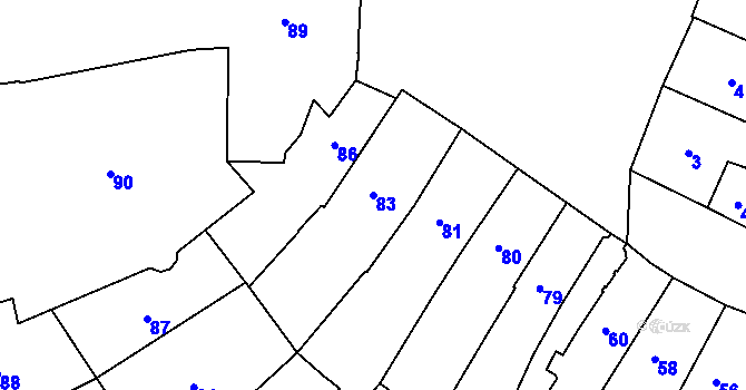 Parcela st. 83 v KÚ Jemnice, Katastrální mapa