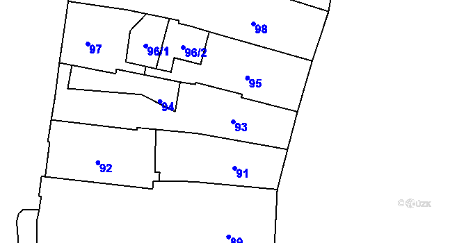 Parcela st. 93 v KÚ Jemnice, Katastrální mapa