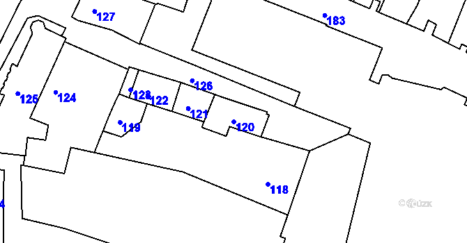 Parcela st. 120 v KÚ Jemnice, Katastrální mapa