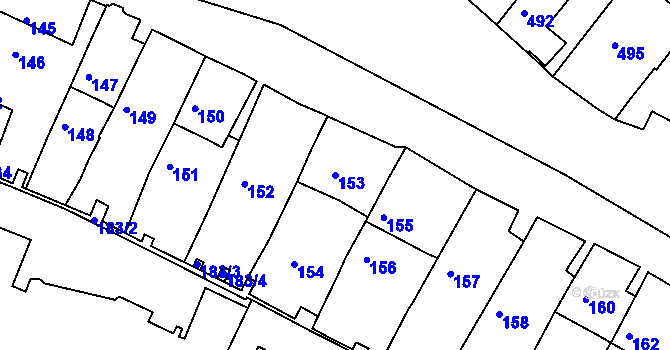 Parcela st. 153 v KÚ Jemnice, Katastrální mapa