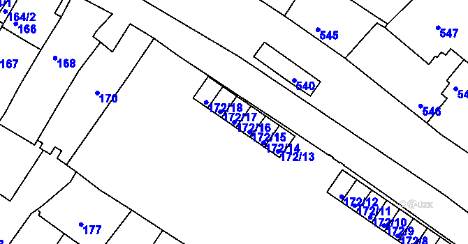 Parcela st. 172/16 v KÚ Jemnice, Katastrální mapa