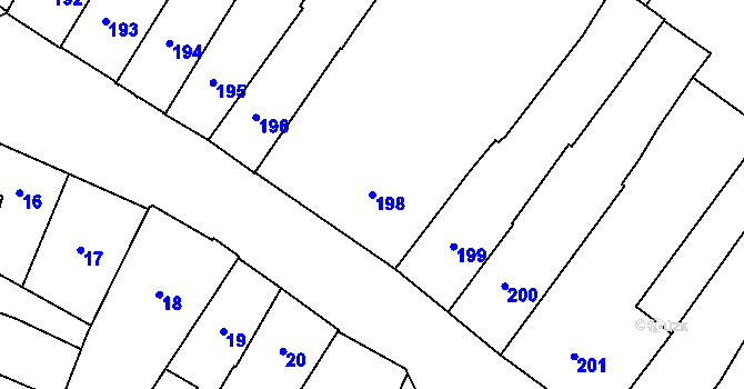 Parcela st. 198 v KÚ Jemnice, Katastrální mapa