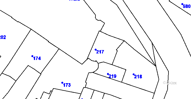 Parcela st. 217 v KÚ Jemnice, Katastrální mapa