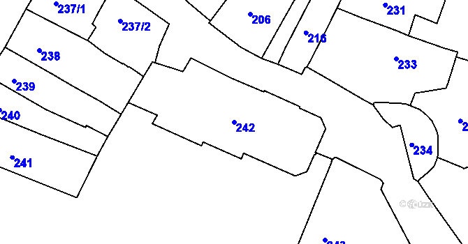 Parcela st. 242 v KÚ Jemnice, Katastrální mapa