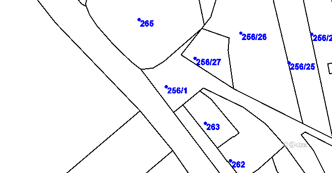 Parcela st. 256/1 v KÚ Jemnice, Katastrální mapa