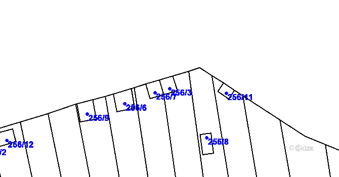 Parcela st. 256/3 v KÚ Jemnice, Katastrální mapa