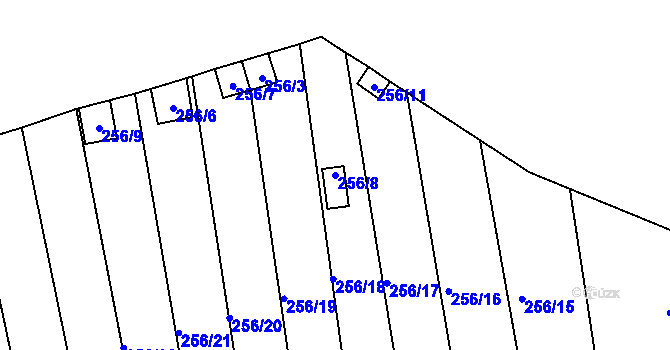 Parcela st. 256/8 v KÚ Jemnice, Katastrální mapa