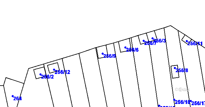 Parcela st. 256/9 v KÚ Jemnice, Katastrální mapa