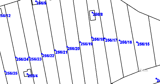 Parcela st. 256/19 v KÚ Jemnice, Katastrální mapa