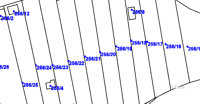 Parcela st. 256/20 v KÚ Jemnice, Katastrální mapa