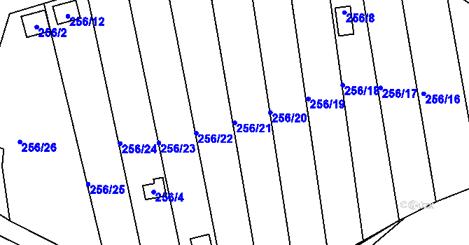 Parcela st. 256/21 v KÚ Jemnice, Katastrální mapa
