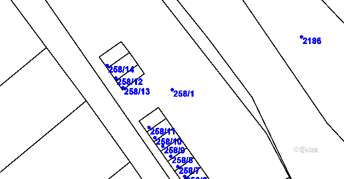 Parcela st. 258/1 v KÚ Jemnice, Katastrální mapa