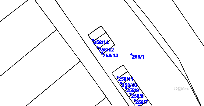 Parcela st. 258/13 v KÚ Jemnice, Katastrální mapa