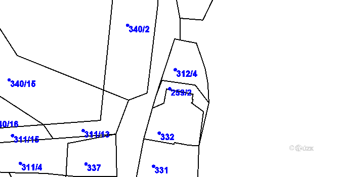 Parcela st. 259/2 v KÚ Jemnice, Katastrální mapa