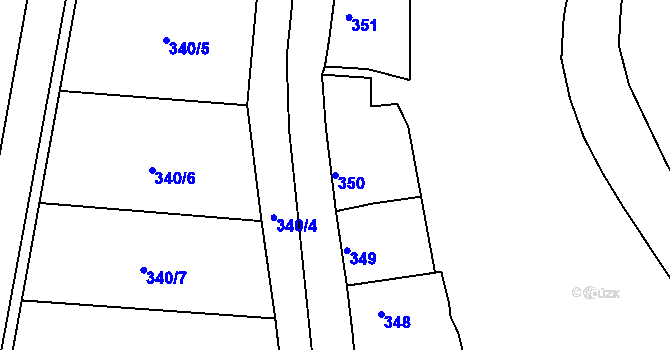 Parcela st. 350 v KÚ Jemnice, Katastrální mapa