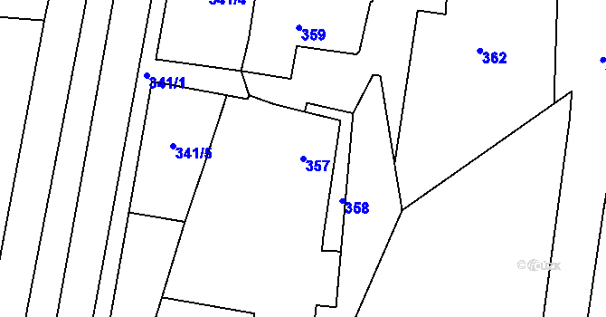 Parcela st. 357 v KÚ Jemnice, Katastrální mapa