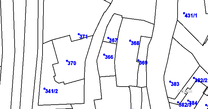 Parcela st. 366 v KÚ Jemnice, Katastrální mapa