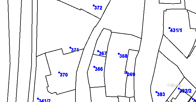 Parcela st. 367 v KÚ Jemnice, Katastrální mapa