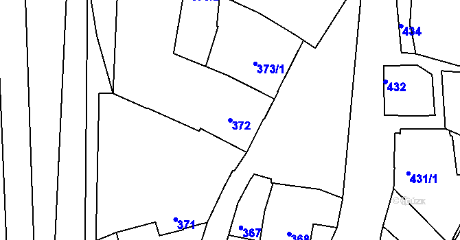 Parcela st. 372 v KÚ Jemnice, Katastrální mapa