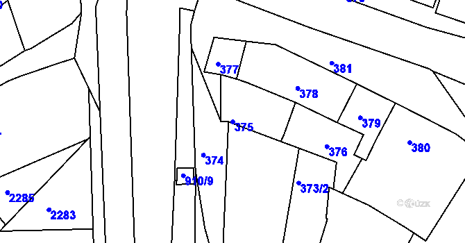 Parcela st. 375 v KÚ Jemnice, Katastrální mapa
