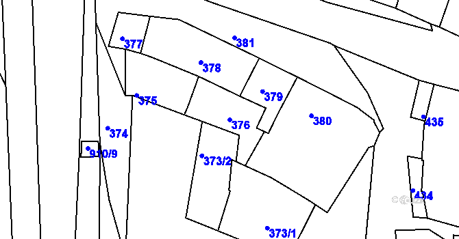 Parcela st. 376 v KÚ Jemnice, Katastrální mapa