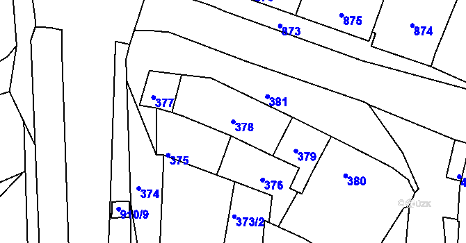 Parcela st. 378 v KÚ Jemnice, Katastrální mapa