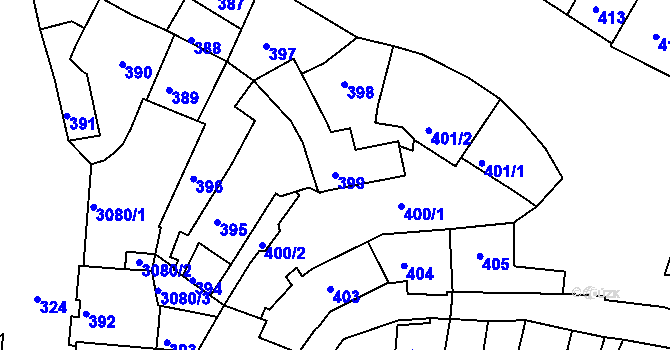 Parcela st. 399 v KÚ Jemnice, Katastrální mapa