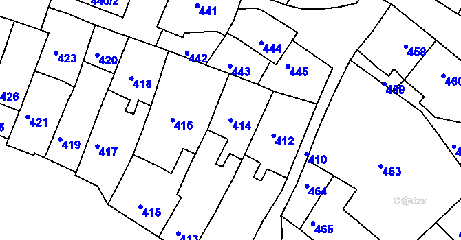 Parcela st. 414 v KÚ Jemnice, Katastrální mapa