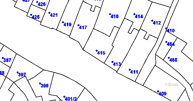 Parcela st. 415 v KÚ Jemnice, Katastrální mapa