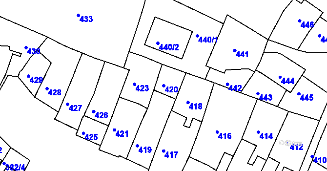 Parcela st. 420 v KÚ Jemnice, Katastrální mapa