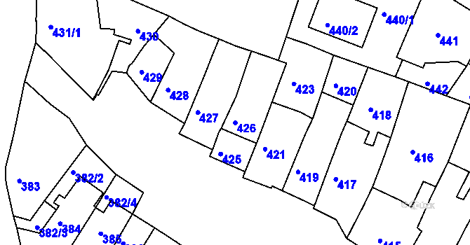 Parcela st. 426 v KÚ Jemnice, Katastrální mapa