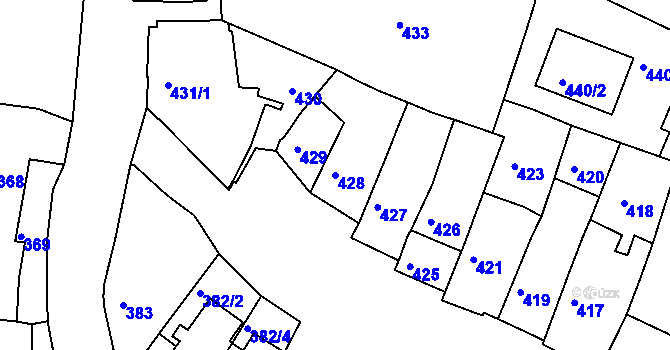 Parcela st. 428 v KÚ Jemnice, Katastrální mapa