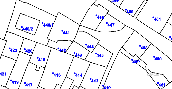 Parcela st. 444 v KÚ Jemnice, Katastrální mapa