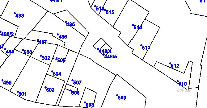 Parcela st. 448/5 v KÚ Jemnice, Katastrální mapa