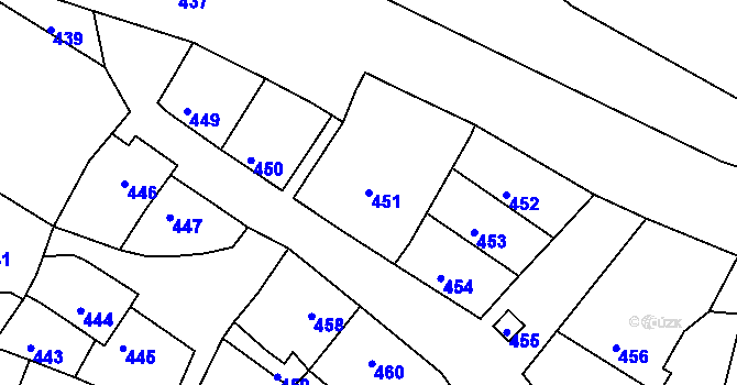 Parcela st. 451 v KÚ Jemnice, Katastrální mapa